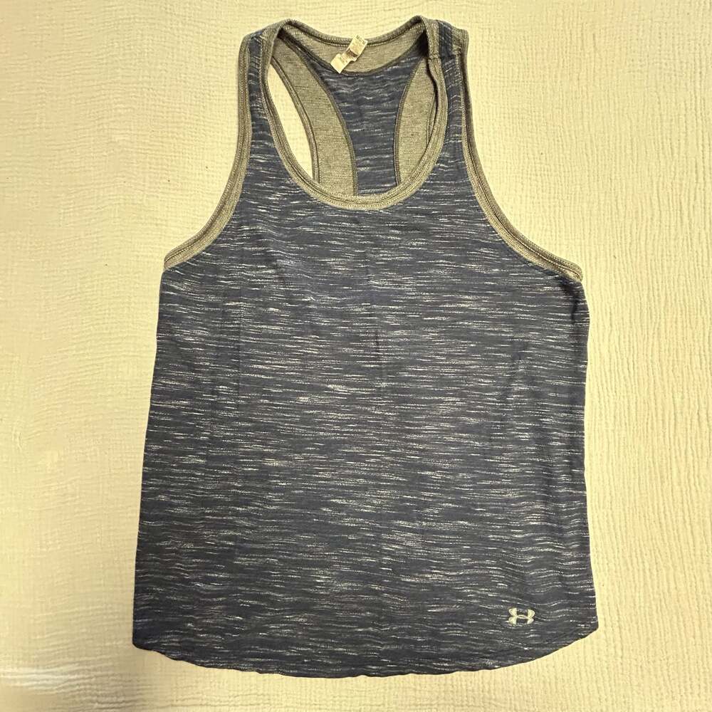 Under Armour HeatGear Racerback Tank Top Blue Space Dye Size M